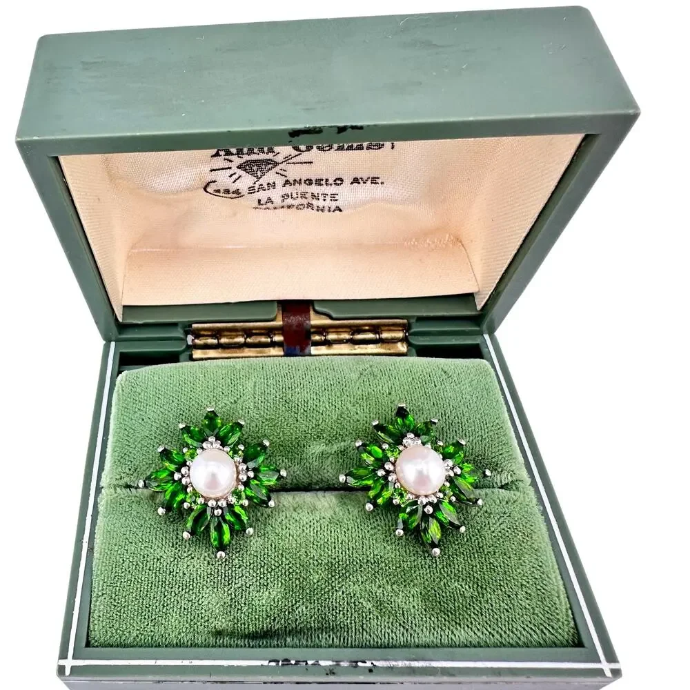 925 Sterling Silver Freshwater Pearl Marquise Chrome Diopside .75
